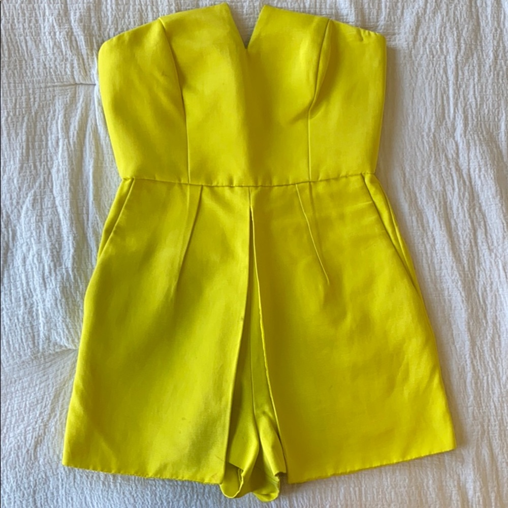 Topshop Lime Green / Yellow Bandeau Skort Romper